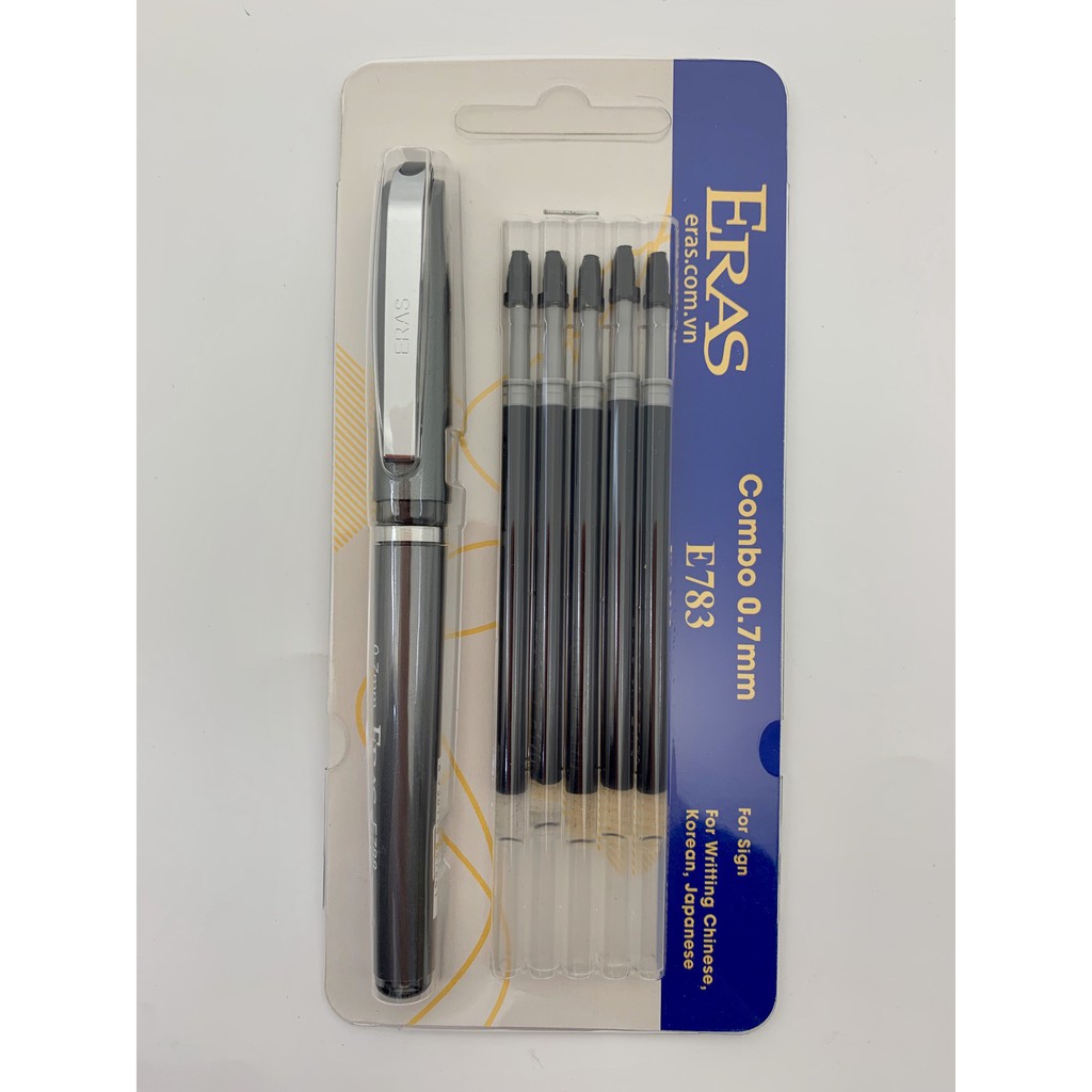 Combo bút ký 0.7mm và 5 ngòi thay thế Eras E783 chính hãng