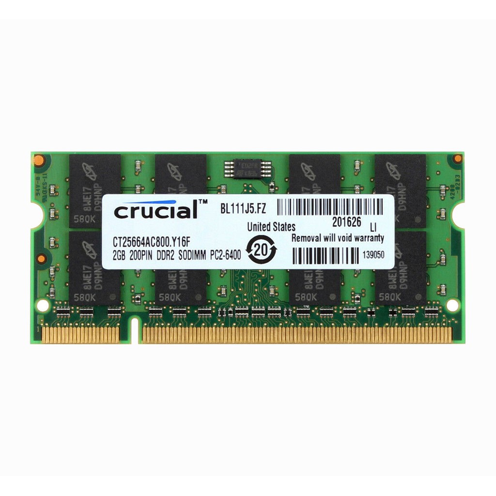 Crucial 2G 4G 8G PC2 PC3 PC3L 5300 6400 8500 10600 12800 DDR2 DDR3 DDR3L 667Mhz 800Mhz 1066Mhz 1333Mhz 1600Mhz DIMM Bộ Nhớ RAM Laptop