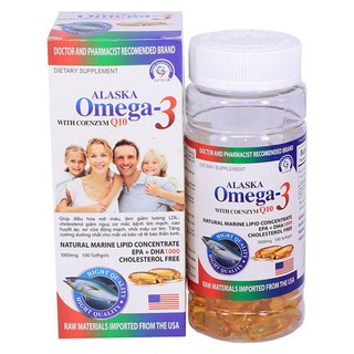 Viên dầu cá alaska omega 3 with coenzym q10 lọ 100viên