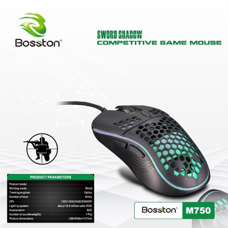 [HCM] CHUỘT CHƠI GAME CÓ DÂY BOSSTON M750 VỚI ĐỘ BỀN VS ĐỘ NHẠY CỰC CAO