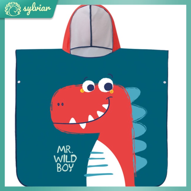 Khăn Choàng Tắm Có Mũ Trùm Đầu Mau Khô Họa Tiết Hoạt Hình Dành Cho Bé 0-12 Tuổi