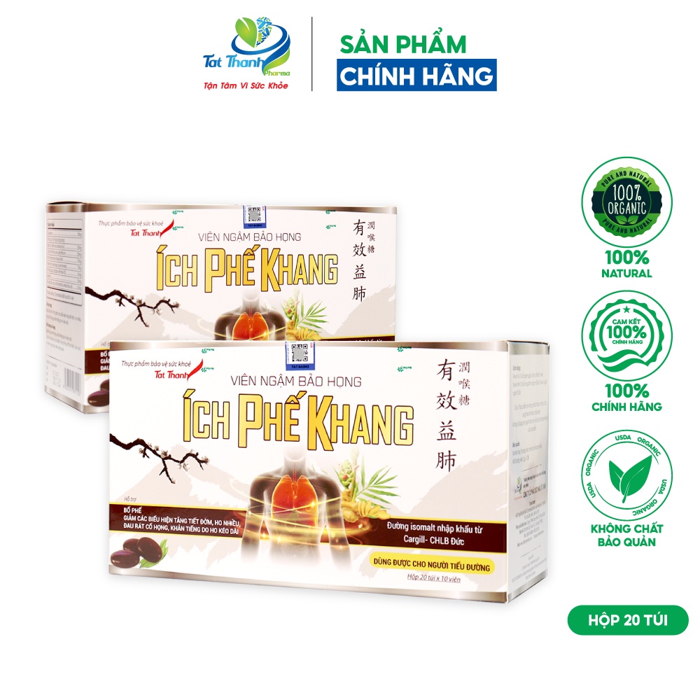 Viên ngậm ho bảo họng Ích Phế Khang Tất Thành Pharma giảm khản tiếng tiêu đờm