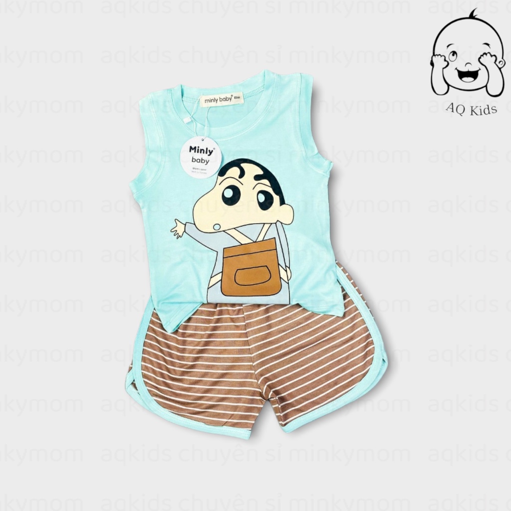 [BÉ 7-30kg] Bộ ba lỗ bé trai bé gái vải thun lạnh - hàng chính hãng Minlybaby Size 80-170 cho bé Unibaby BLQS