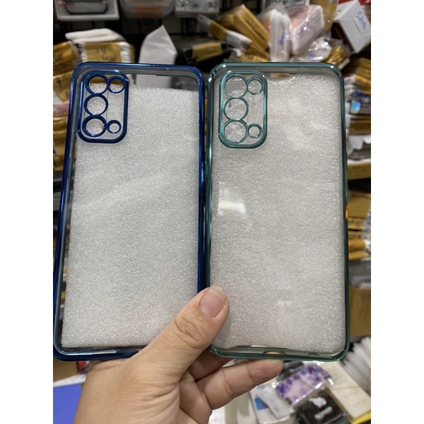 Ốp Oppo Reno5 dẻo trong,viền màu,viền bảo vệ camera.