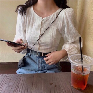 Áo crop top tay bồng chất đẹp