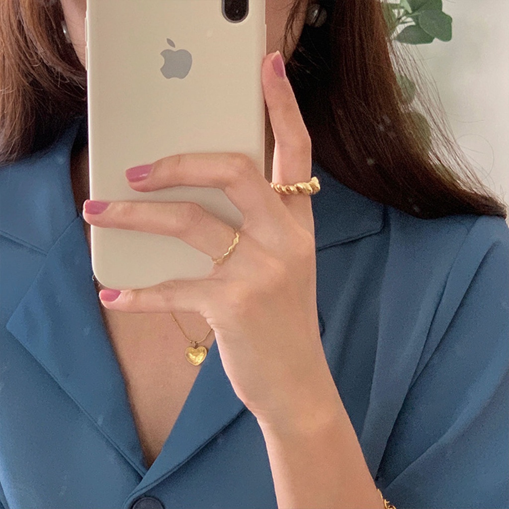 Bộ Hai Nhẫn Đeo Ngón Tay Kiểu Xoắn Thời Trang Cá Tính Cho Nữ