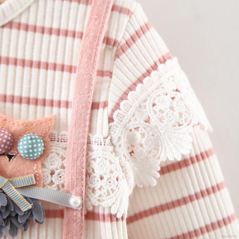 Đầm búp bê tay dài in hình mèo dễ thương cho bé gái