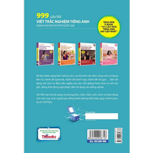 Sách - 999 câu hỏi viết trắc nghiệm tiếng Anh (dành cho ôn thi THPT QG)
