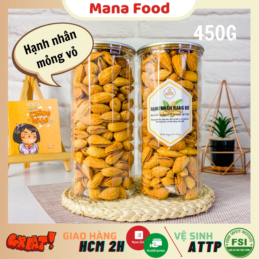 450G Hạnh Nhân Rang Bơ Mana Food | Hàng nhập khẩu |  VSATTP - Hạt bùi - Chất lượng