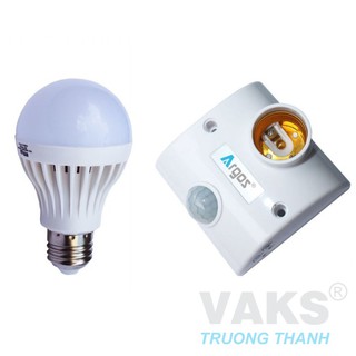 Bộ đuôi đèn cảm biến chuyển động và bóng led bub 7W ánh sáng trắng TR02, 220V AC