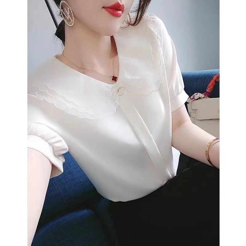 Áo Sơ Mi Voan Tay Ngắn Cổ Chữ V Thời Trang Cho Nữ