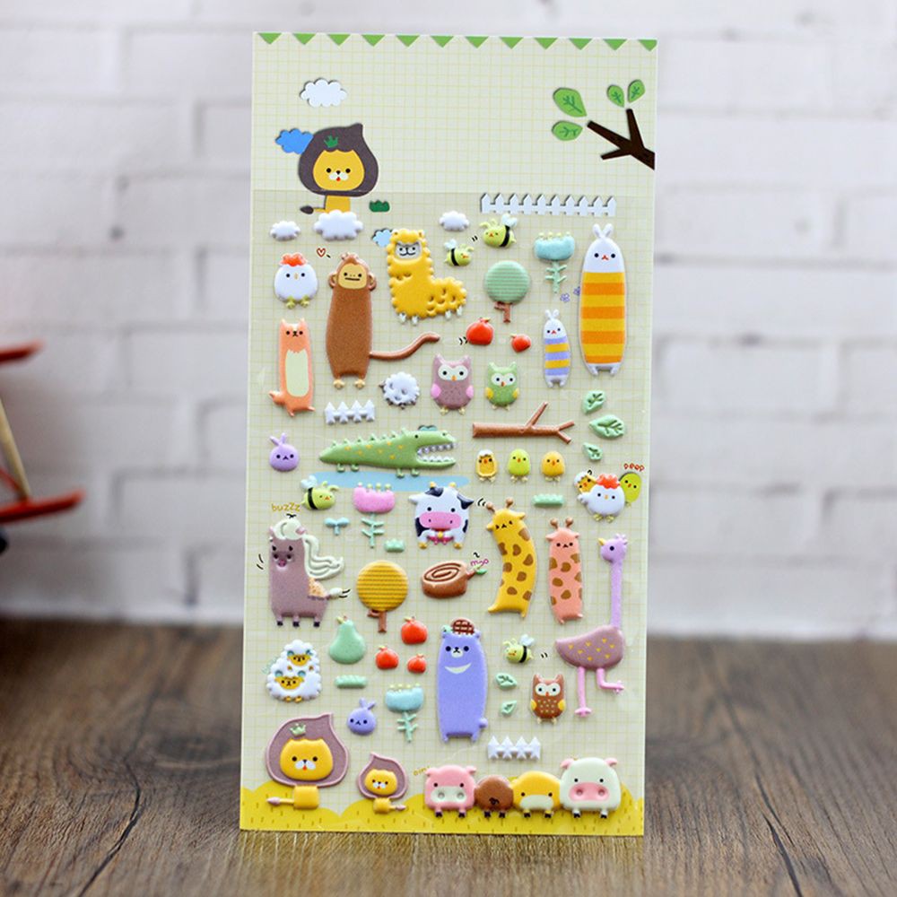 Decor Scrapbooking Kid Cute Zoo 3d Animals Puffy Stickers