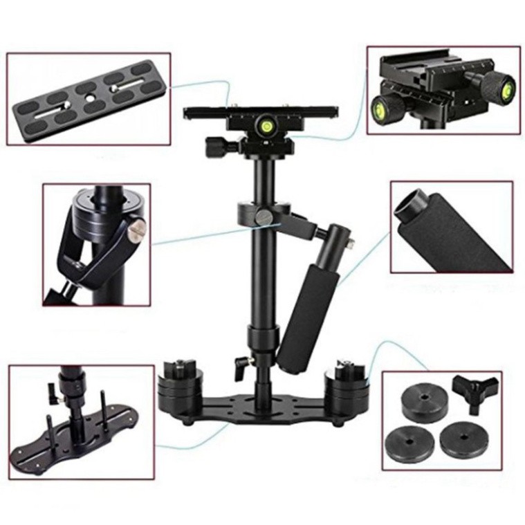 XẢ KHO THANH LÝ Tay cầm chống rung cơ gimbal cơ S40 chống rung -Stabilizer Steadicam cho camera hành trình, hành động, đ