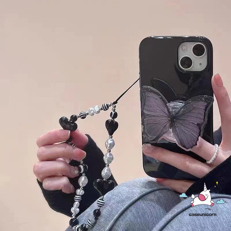 Ốp Điện Thoại Họa Tiết Bươm Bướm Sang Trọng Kèm Giá Đỡ Cho iPhone 11 14 13 12 Pro Max XR X XS Max 7 8 Plus 7plus