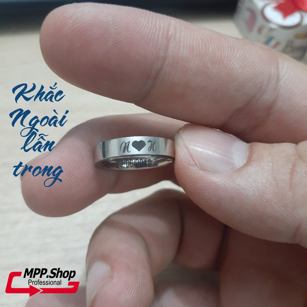 02 chiếc nhẫn đôi tình nhân inox - khắc tên theo yêu cầu- tặng hộp - đẹp, không phai - liên hệ shop để được tư vấn