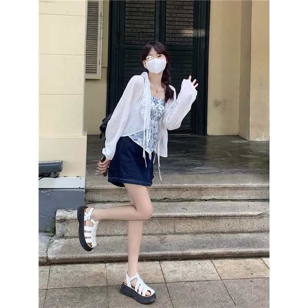 Porozi  Áo Sơ Mi Trắng Tay Dài Chống Nắng Phong Cách Hàn Quốc