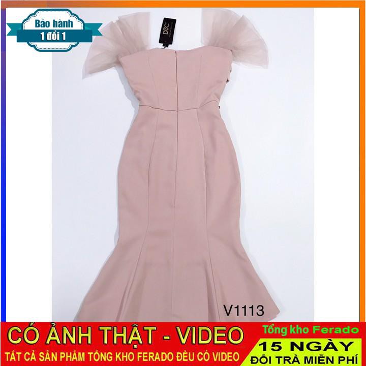 [ xả kho ] MiD Đầm hồng đuôi cá tay lưới V1113 Mie Design ảnh thật