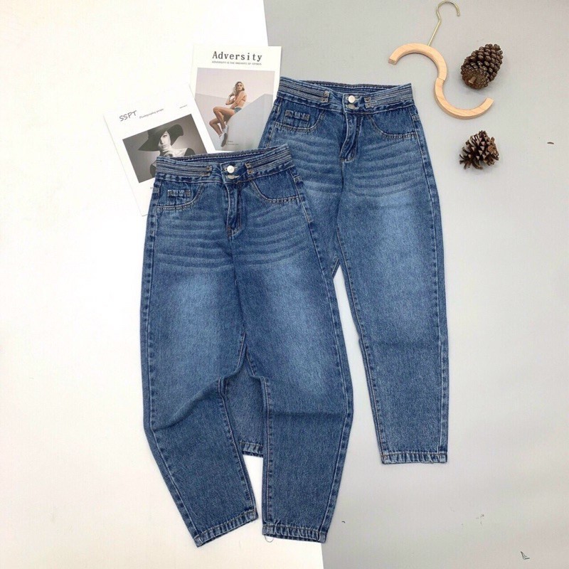 Quần jean bò baggy nữ cạp cao hàng Quảng Châu phong cách Hàn Quốc sành điệu style năm 2021