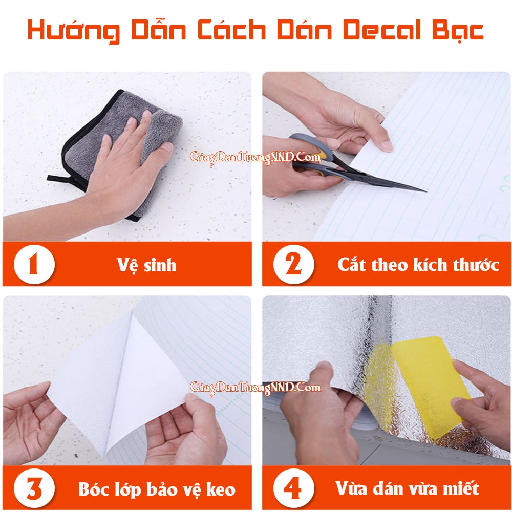 Decal Bạc Dán Bếp cách nhiệt chống dầu mỡ kích thước 0.6 x 2.5m