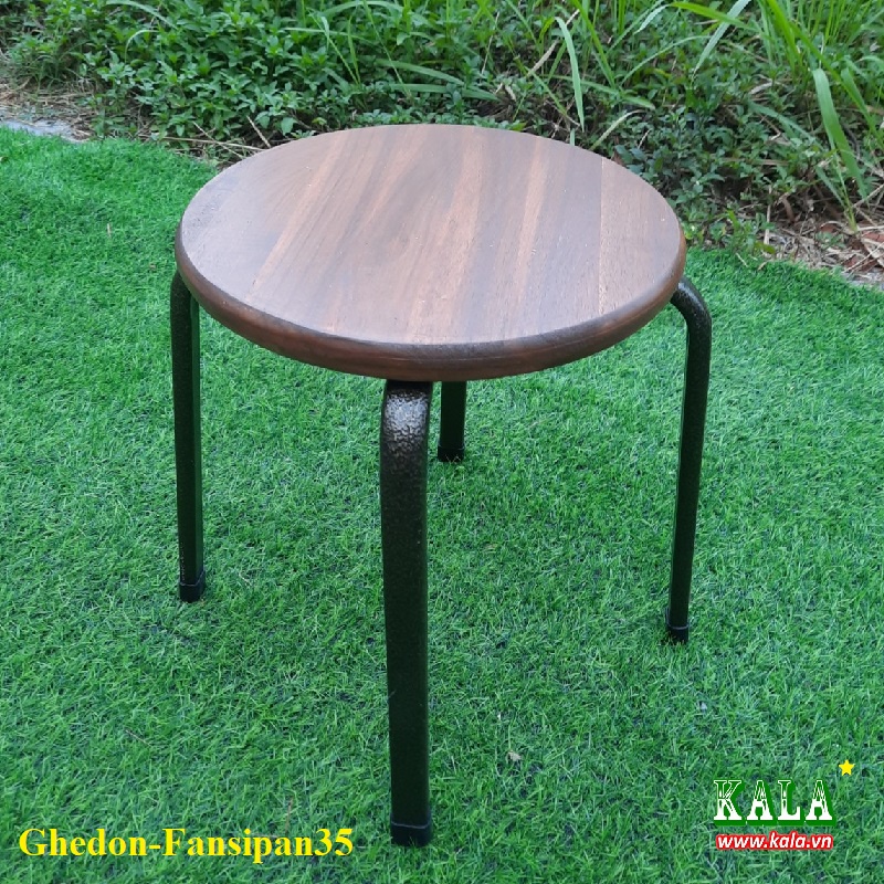 Ghế đôn Fansipan Patio chân sắt mặt gỗ