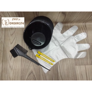 Combo chén, lược, kẹp vịt, bao tay