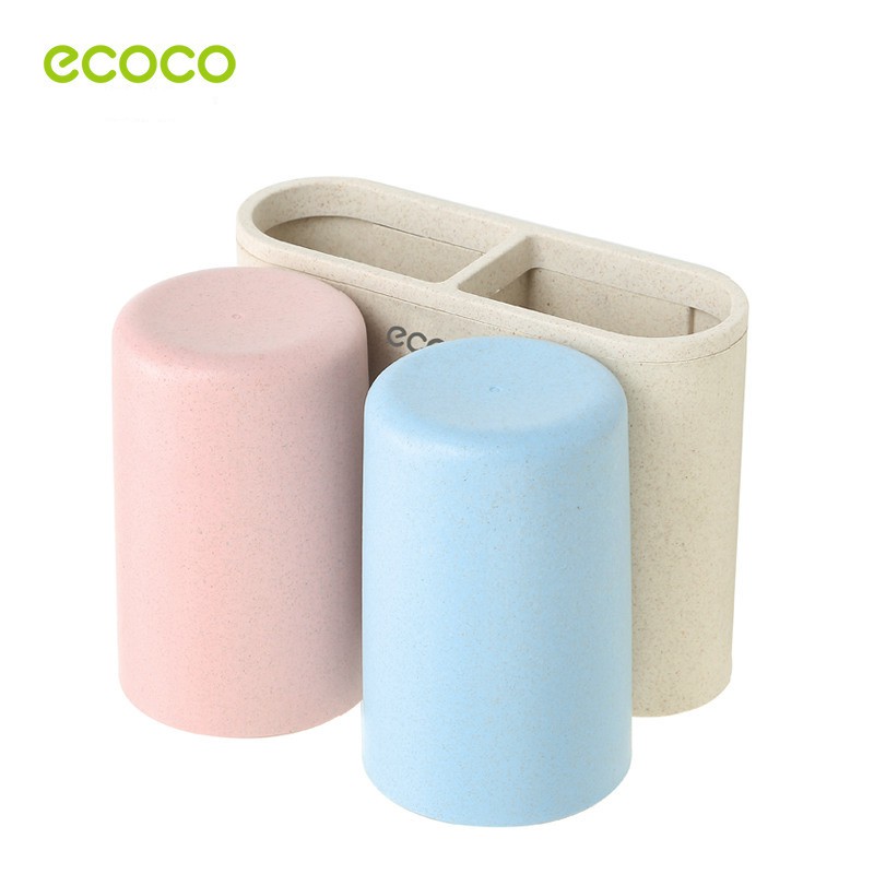 combo bộ ECOCO nhả kem đánh răng và cốc đựng bàn chải đánh răng cao cấp