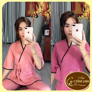 Đồ Lam Đi Chùa _Nhật Nơ Hoa Thêu