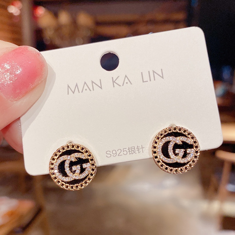 Khuyên Tai Nữ Cao Cấp Đính Đá Đen Nhân Tạo Sang Chảnh LILY