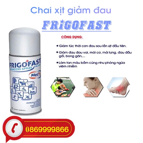 Bình xịt giảm đau FRIGOFAST, xịt lạnh chấn thương trong thể thao. MADE IN ITALY-CHÍNH HÃNG