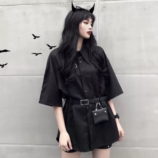 (Co san) Áo sơ mi ulzang đai lưng và túi ( ảnh thật 3 ảnh cuối )