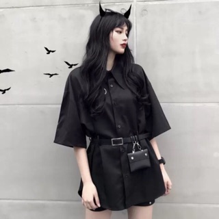(Co san) Áo sơ mi ulzang đai lưng và túi ( ảnh thật 3 ảnh cuối )