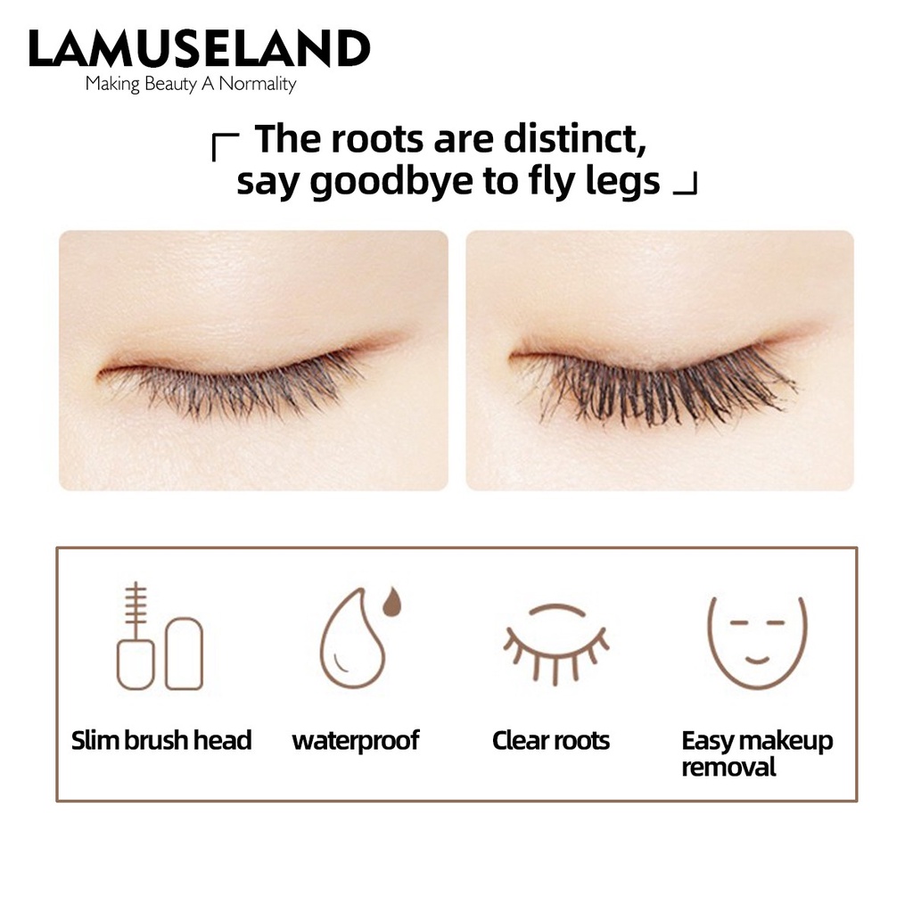 LAMUSELAND Slim Brush Head Waterproof Mascara Cosmetic 8g N3101 | BigBuy360 - bigbuy360.vn