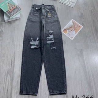 Baggy jeans lưng cao túi nắp loan màu rách
