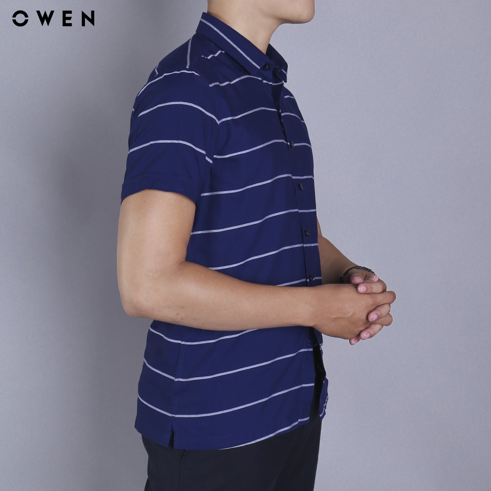 Áo sơmi nam ngắn tay Owen chất Bamboo dáng Bodyfit màu xanh - BA90520N | BigBuy360 - bigbuy360.vn