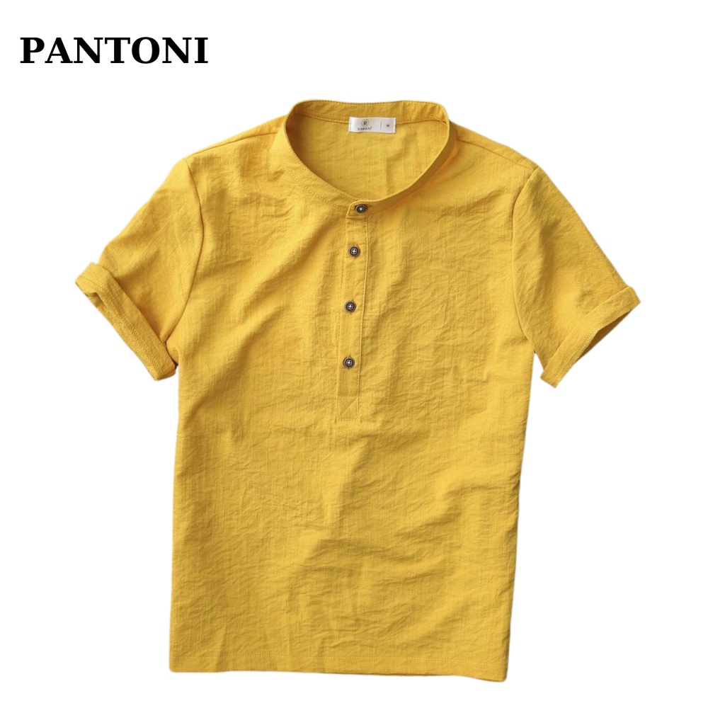 Áo đũi nam côc tay pantoni, Áo sơ mi đũi nam ngắn tay cổ tàu 4 khuy cao cấp (AD79)