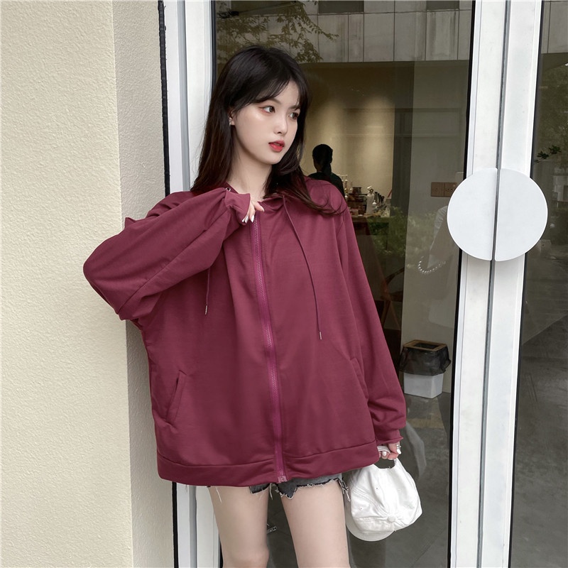 Mới Áo Hoodie Tay Dài Dáng Rộng Phong Cách Hàn Quốc