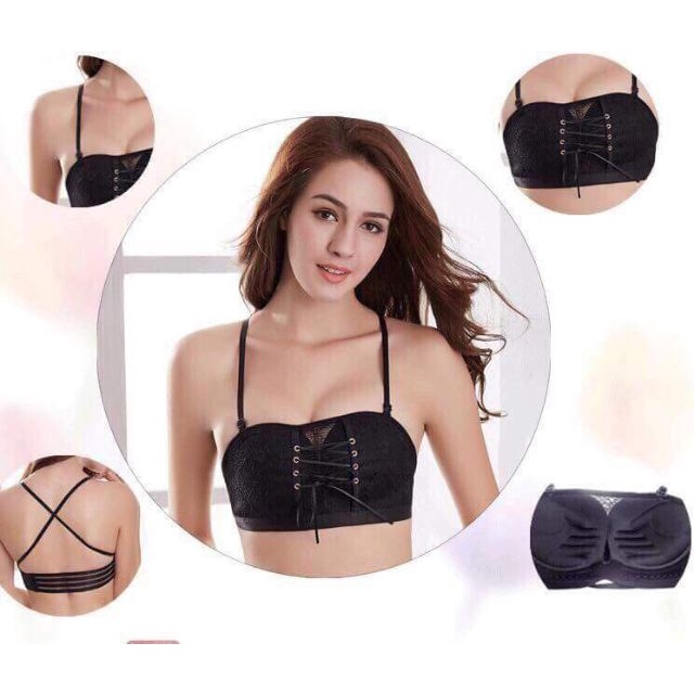 Áo cúp ngực chống tụt có dây rút điều chỉnh ôm ngực tạo khe quyến rũ, áo ngực không dây 3085