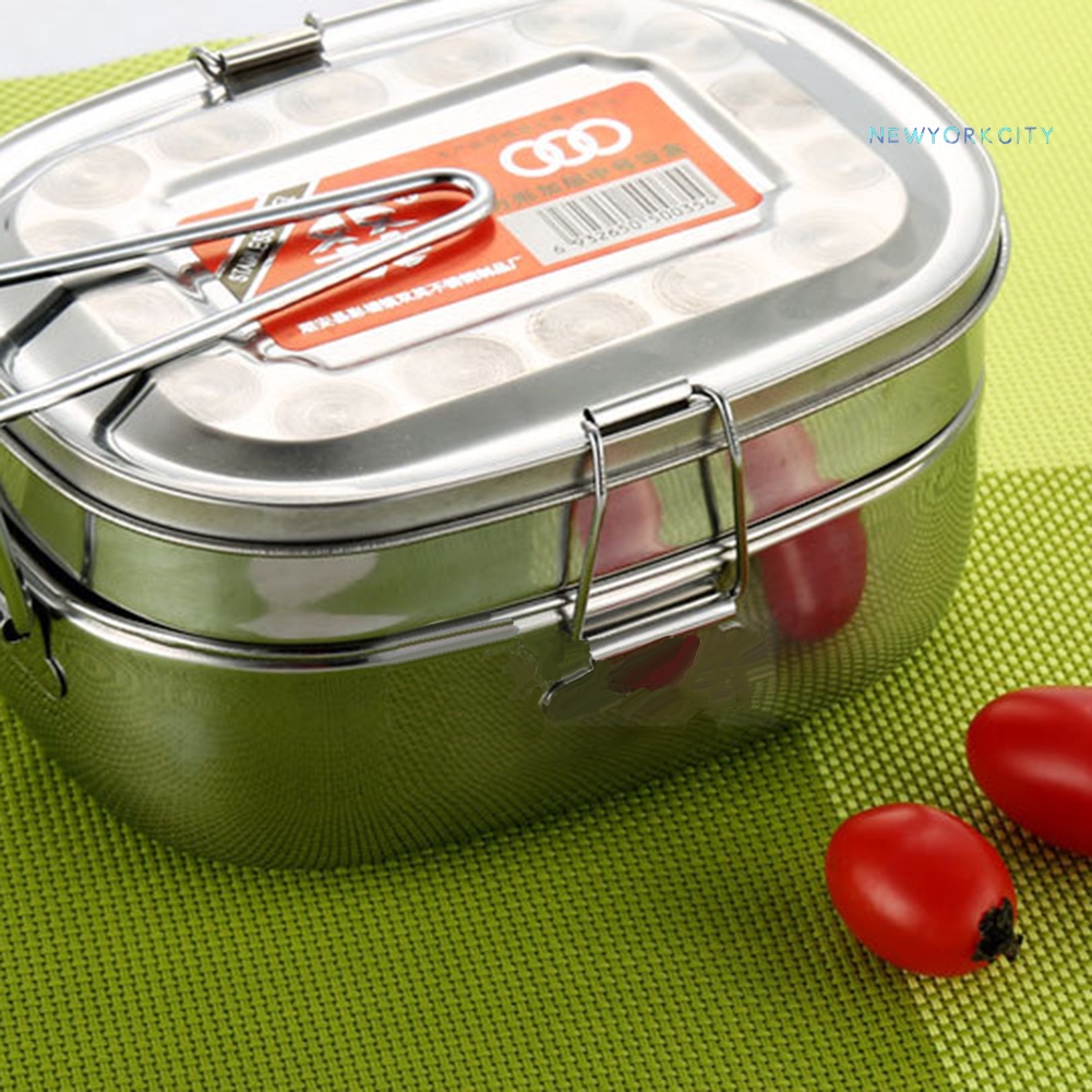 Hộp Đựng Thức Ăn Giữ Nhiệt 2 Tầng Bằng Thép Không Gỉ Ốp