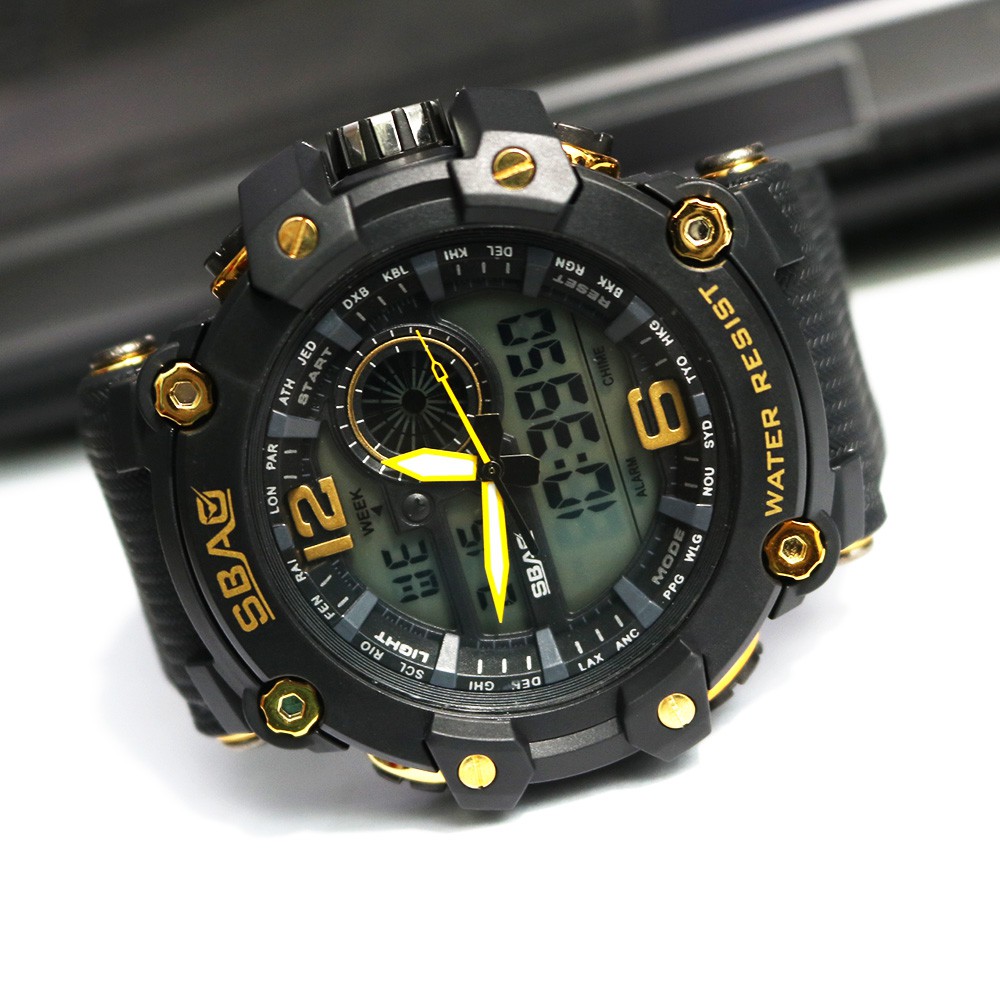 Đồng Hồ Nam SBAO S8042 Sports - 2 Máy Kim và Điện Tử Mạnh Mẽ Dây Silicone Bền Chắc mạnh mẽ nam tính