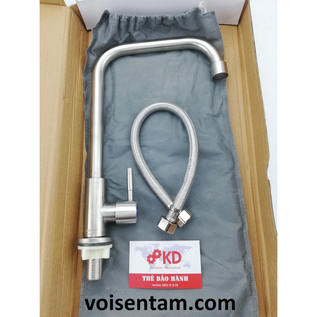 [FREE SHIP] Vòi rửa bát gắn chậu inox 304 dáng vuông + Tặng dây cấp đi kèm- Bảo hành 02 năm - Chính hãng KD - lạnh vuông