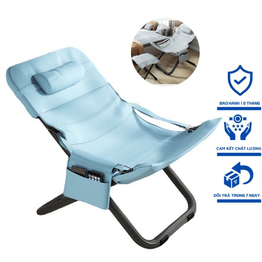 Ghế lười tựa lưng gấp gọn - Ghế thư giãn đọc sách, ngồi ban công, du lịch thoáng mát