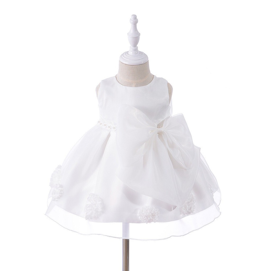 Đầm Công Chúa Cho Bé Gái KenTi Kids Thiết Kế Kèm Nơ Lớn Viền Bông, Vòng Eo Đính Hoa Ngọc