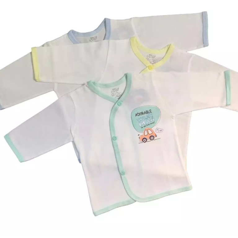 (Hàng loại 1) Áo sơ sinh Tay Dài Cài Xéo Trắng JOU, chất vải cotton 100% cao cấp mềm, mịn, thoáng mát