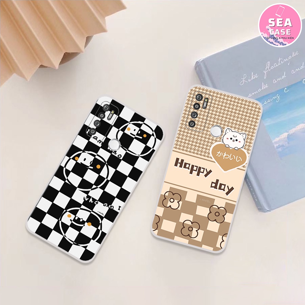 Ốp lưng Vsmart Live 4 hoạ tiết nền kẻ caro thời trang, viền dẻo