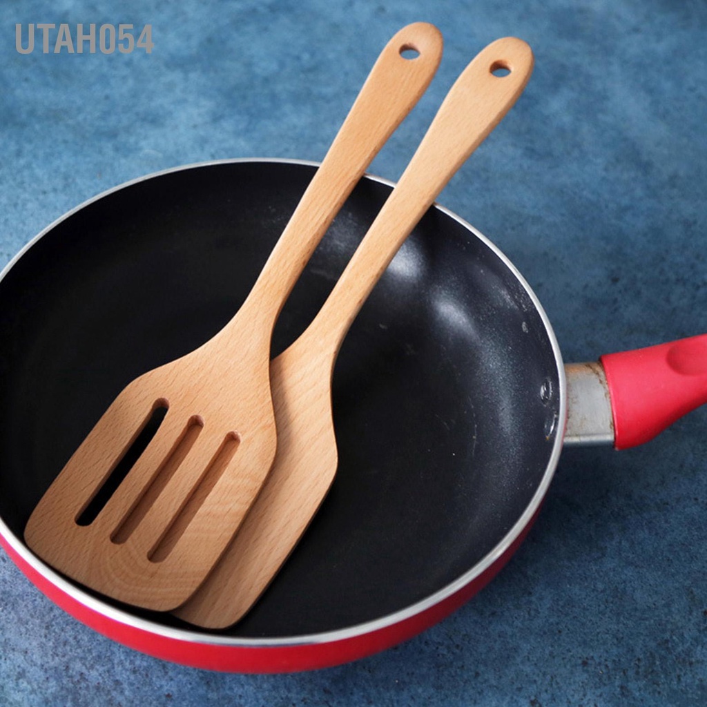 Utah054 Bộ thìa gỗ với xẻng cầm tay bằng Sồi Dụng cụ nấu ăn