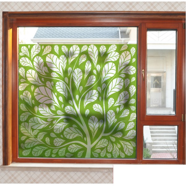 Decal Dán Kính Cao Cấp - Cây trùm Lá Xanh ( 60x58cm )