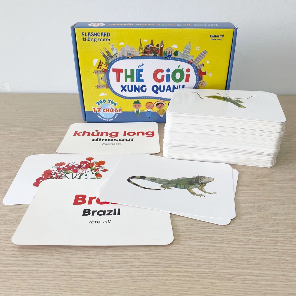 Flashcard - GDkids glenn doman thế giới xung quanh bộ 200 thẻ - Thẻ Học Thông Minh tiếng anh cho bé từ 0 đến 6 tuổi