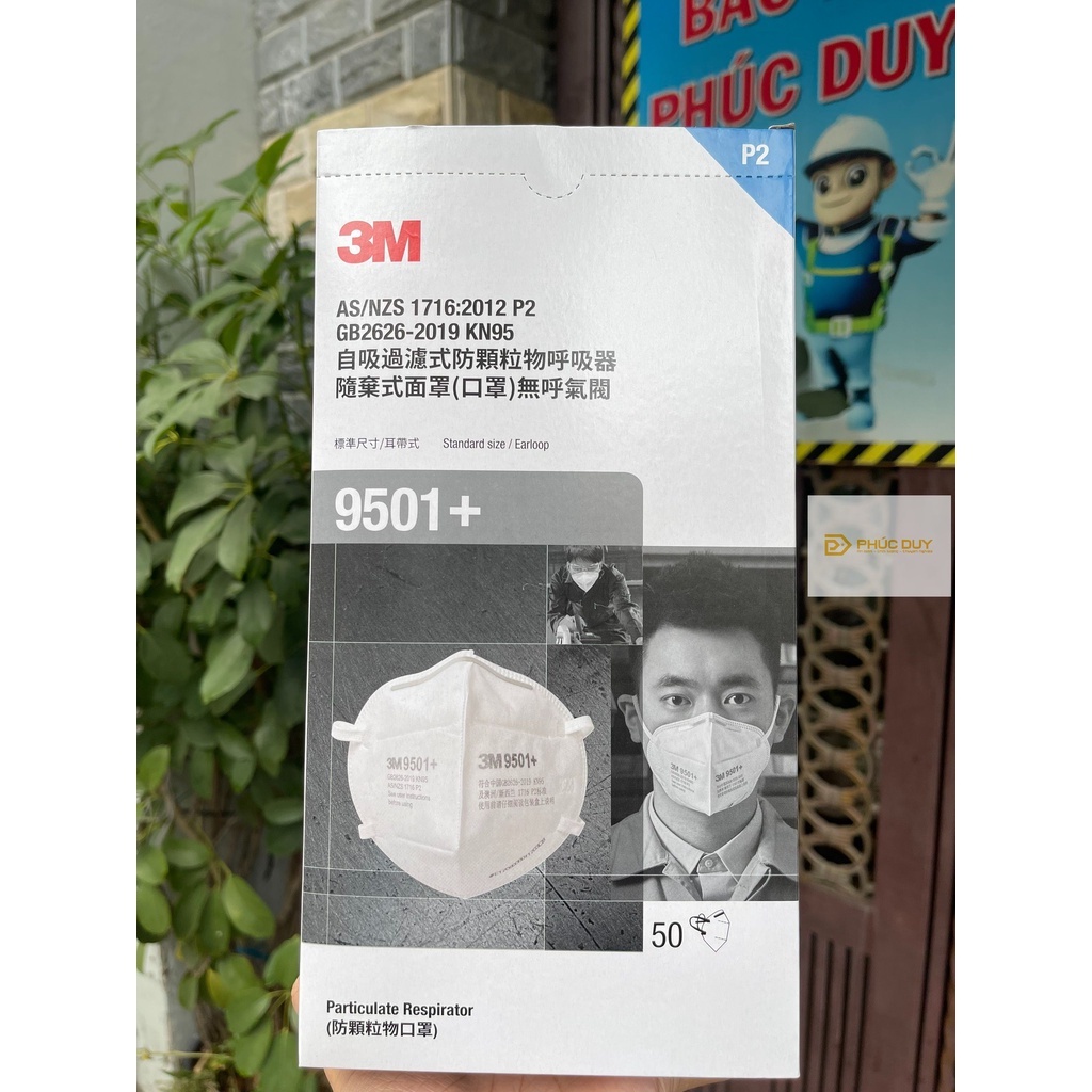 Khẩu trang 3M 9501+  3M 9502 chống bụi mịn PM2.5, kháng khuẩn , đạt tiêu chuần P2 CỦA ÚC