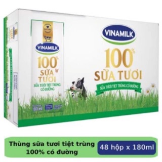 Thùng 12 lốc hộp sữa tươi vinamilk 180ml có đường