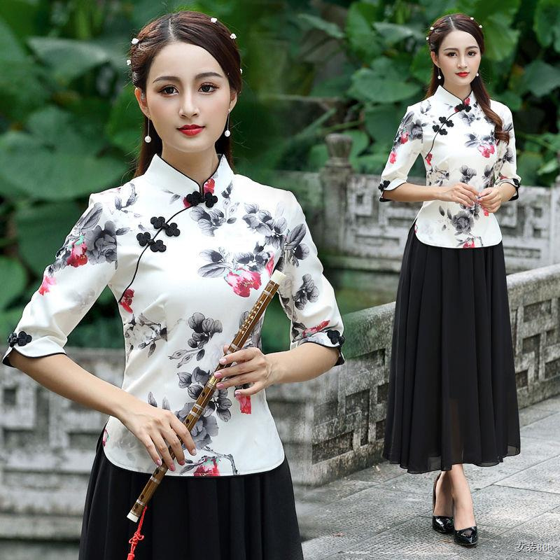 Các mẫu mùa xuân, hè và thu, kiểu Hanfu cải tiến theo phong cách cổ điển của Trung Quốc, áo khoác sườn xám cỡ l